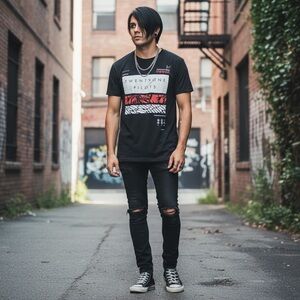 Black 21 Pilots Graphic Tee with Red and White Accents (A248)